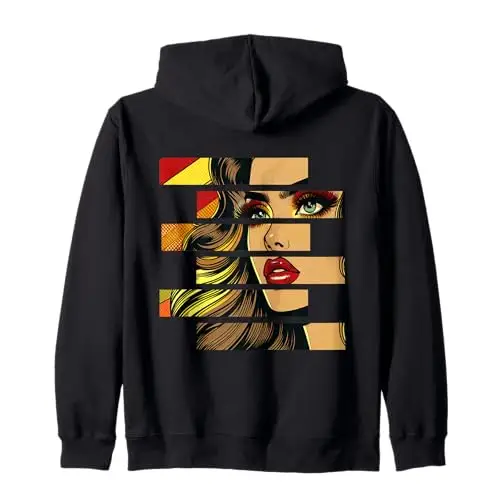 Retro Radiance: Fragmented Beauty in Motion Zip Hoodie