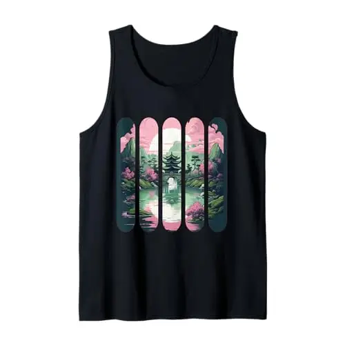 Serene Sakura Haven: Reflections of Harmony Tank Top Apparel