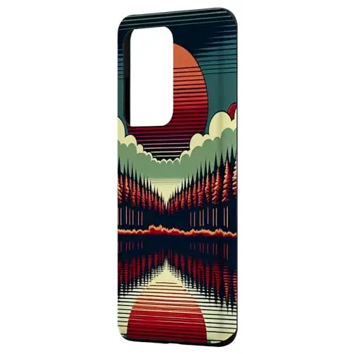 Serenity’s Glow: Red Sun Over Tranquil Waters Case (iPhone