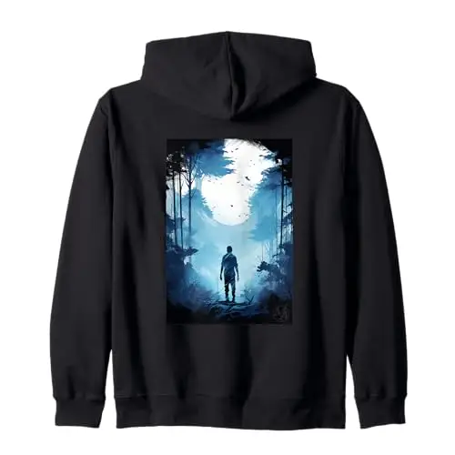 Solitary Wanderer: Into the Mist Zip Hoodie Apparel