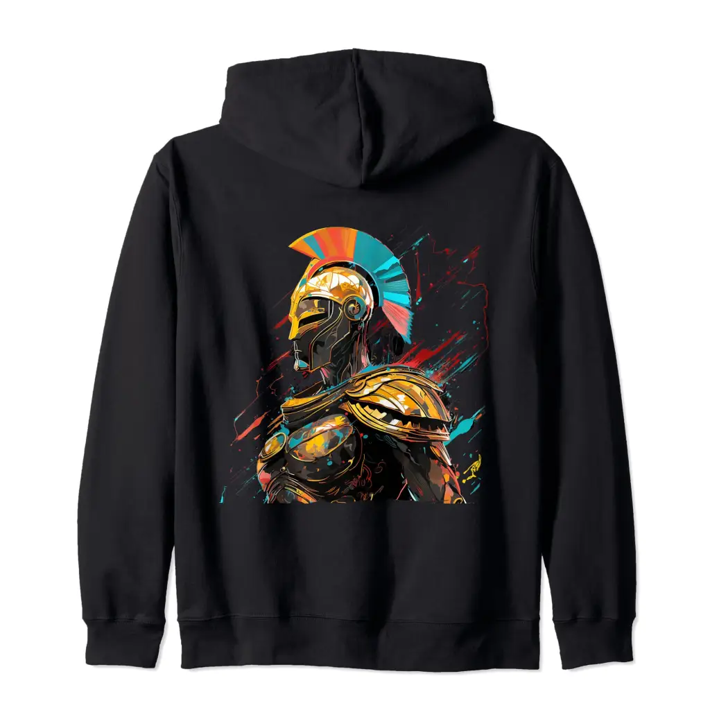 Spartan Valor: The Side Profile of Courage Zip Hoodie