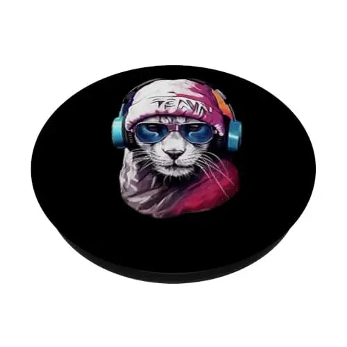 Streetwise Cool: The Hip Hop Cat Vibe PopSockets Swappable