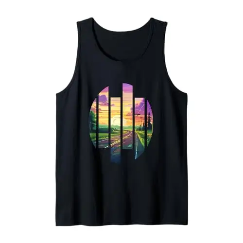Sunset Journey: Fragmented Road to Serenity Tank Top Apparel