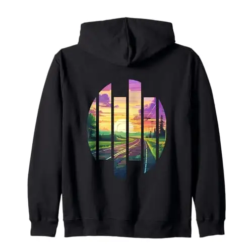 Sunset Journey: Fragmented Road to Serenity Zip Hoodie