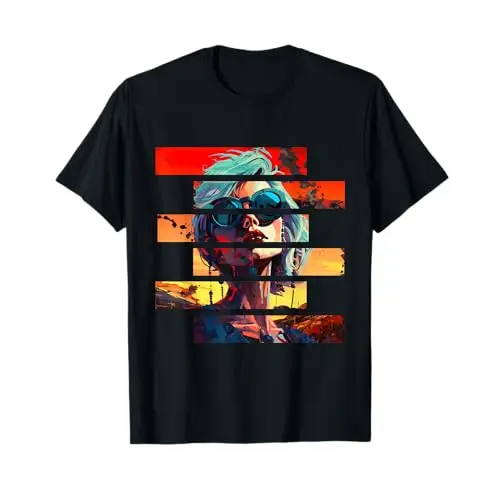 Sunset Rebellion: Fragmented Vibes T Shirt Apparel