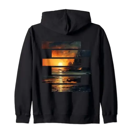 Sunset Serenity: Beach Horizon Zip Hoodie Apparel