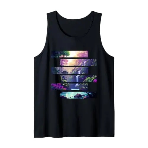 Tranquil Falls: Oasis in the Forest Tank Top Apparel