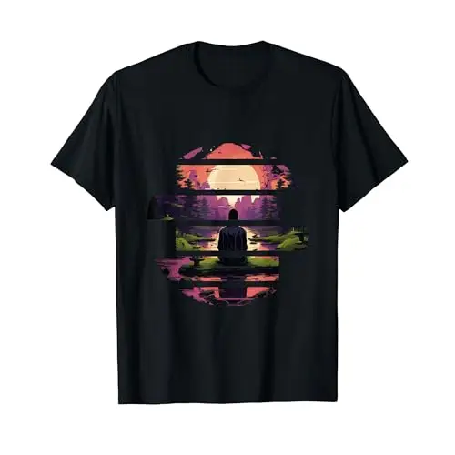 Tranquil Horizon: Meditation at Sunset T Shirt Apparel