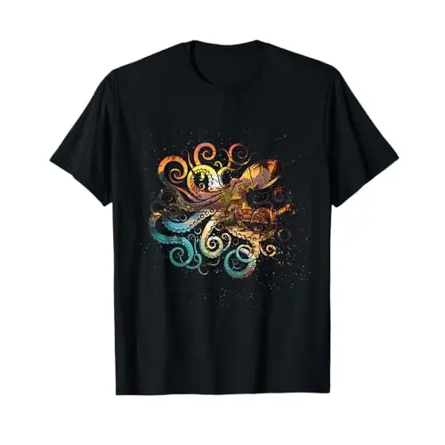 Tropical Depths: Octopus Under the Stars T Shirt Apparel