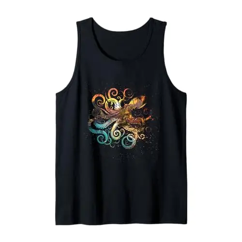 Tropical Depths: Octopus Under the Stars Tank Top Apparel