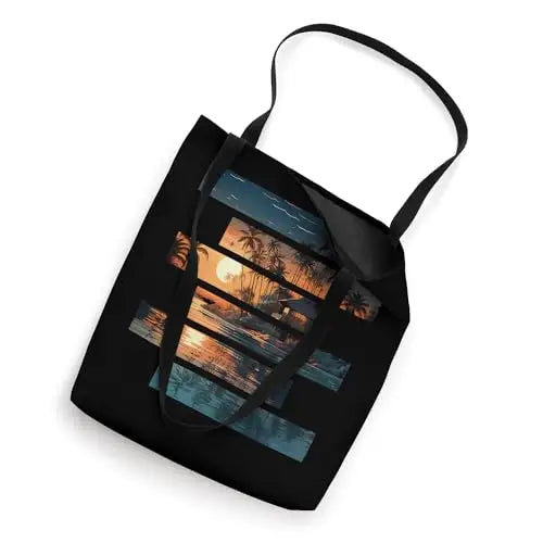 Tropical Tranquility: Fragmented Sunset Retreat Tote Bag