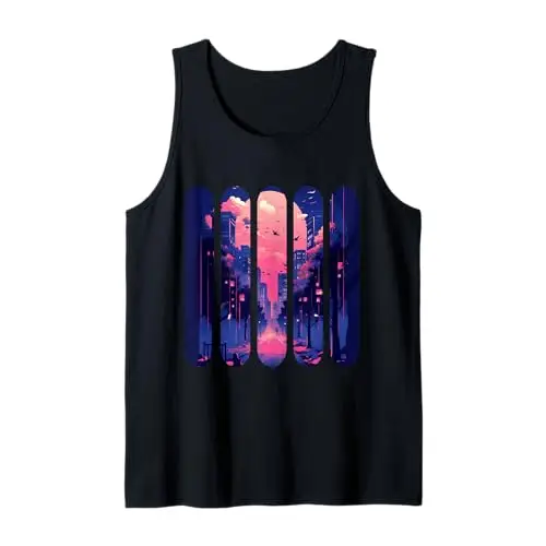 Twilight City: Fragmented Skyline Serenity Tank Top Apparel