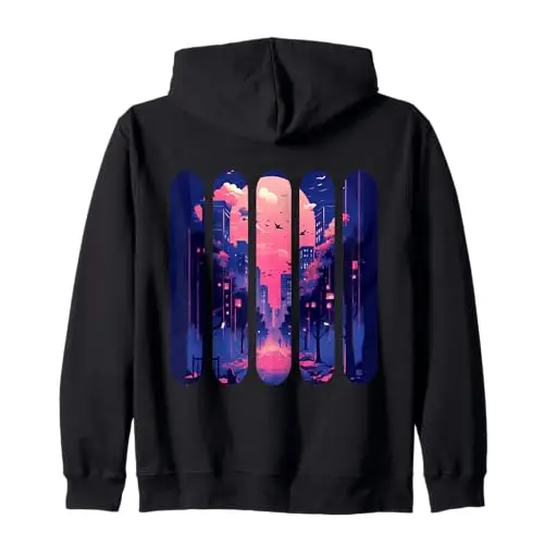 Twilight City: Fragmented Skyline Serenity Zip Hoodie