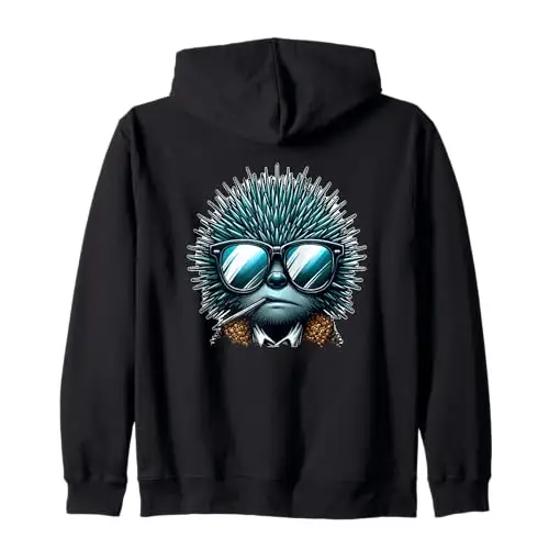 Urban Drip Streetwear Cool Quills: Hedgehog Hustle Zip