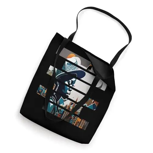 Urban Elegance: Cityscape in Stripes Tote Bag Apparel