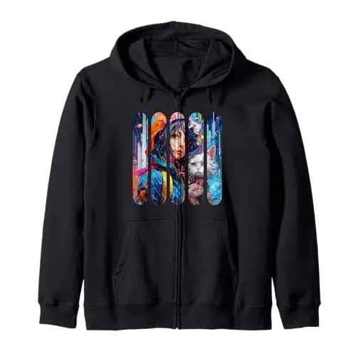 Urban Odyssey: Vibrant Perspectives Zip Hoodie Apparel
