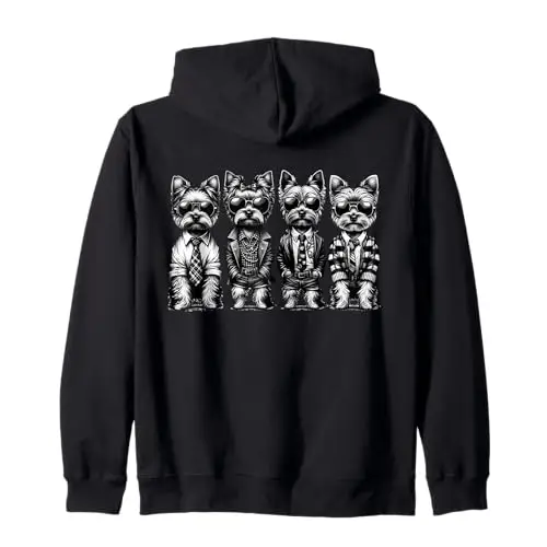 Urban Terriers Hustlers: Hip Hop Pups in Drip Zip Hoodie