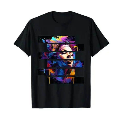 Vibrant Dreams: Abstract Fragmented Vision T Shirt Apparel