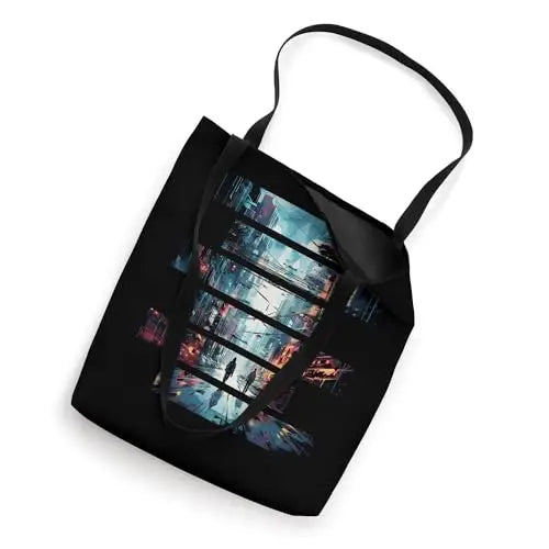 Vibrant Echoes: Stroll Through the Cyber City Tote Bag