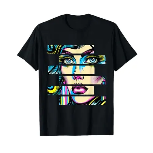Vibrant Gaze: Fragmented Pop Beauty T Shirt Apparel