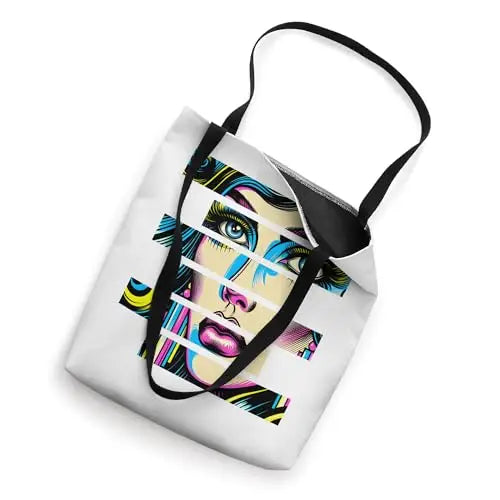 Vibrant Gaze: Fragmented Pop Beauty Tote Bag Apparel