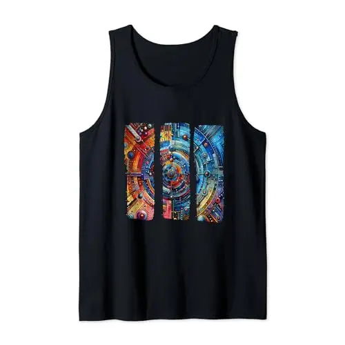 Vibrant Geometric Circle Abstract Art Tank Top Apparel