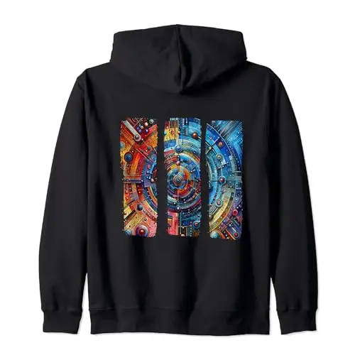 Vibrant Geometric Circle Abstract Art Zip Hoodie Apparel