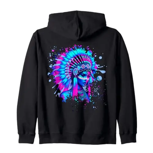 Vibrant Warrior: Spirit of Strength Zip Hoodie Apparel