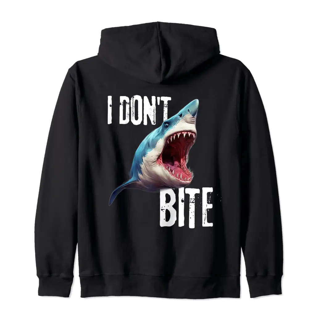 Vicious Shark I Don’t Bite Zip Hoodie Apparel