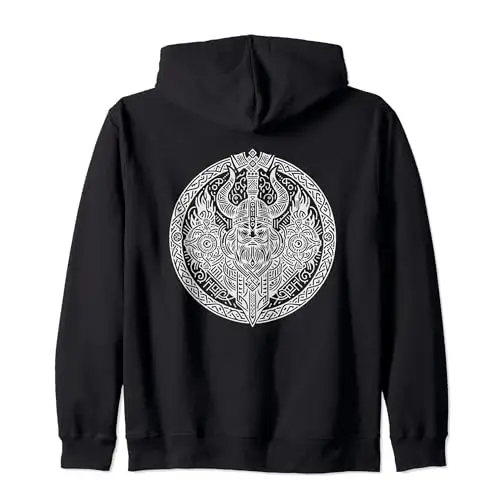 Viking Norse Inspired Warrior Emblem: Ancient Strength Zip