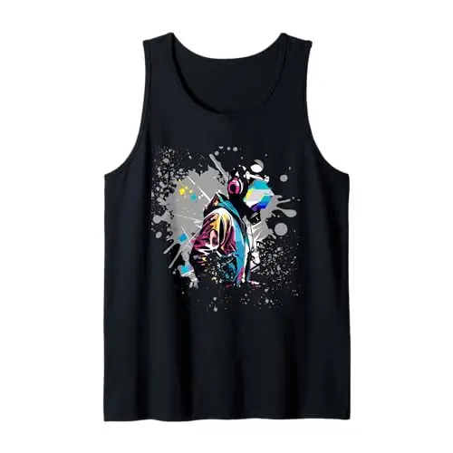 Vivid Beats: Abstract Audio Adventurer Tank Top Apparel