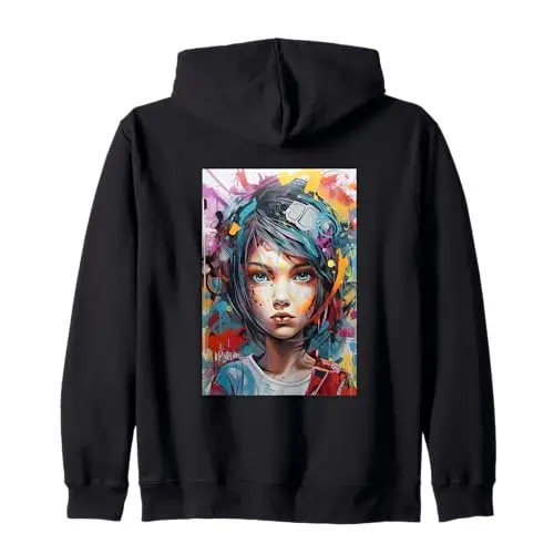 Vivid Gaze: Colors of Expression Zip Hoodie Apparel