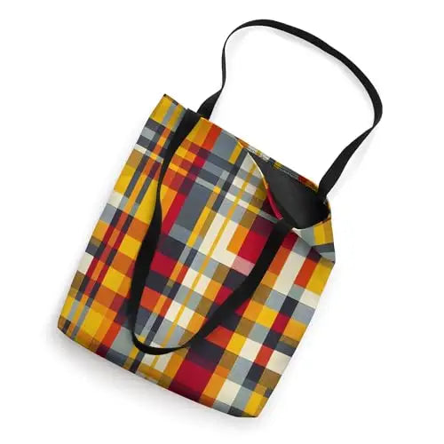 Warm Plaid Reverie: Autumn Tartan Vibe Tote Bag Apparel