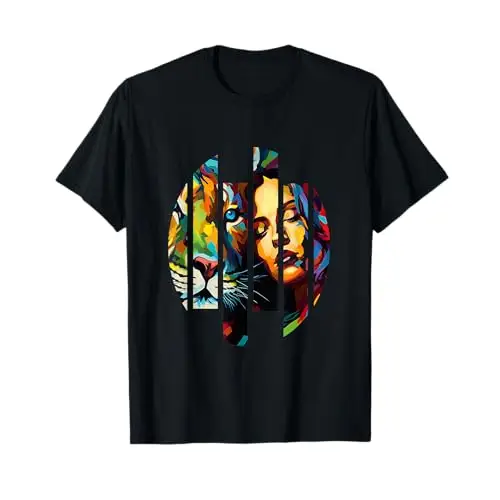 Wild Connection: Fragmented Vibrant Fusion T Shirt Apparel