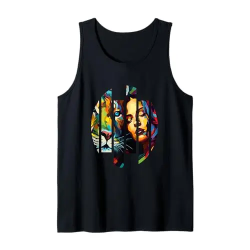 Wild Connection: Fragmented Vibrant Fusion Tank Top Apparel