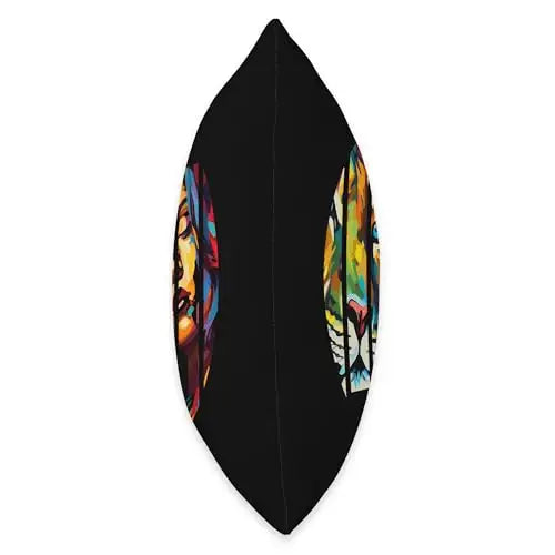 Wild Connection: Fragmented Vibrant Fusion Throw Pillow Home