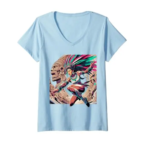 Womens Aztec Warrior: Guardian of the Ancients V Neck T