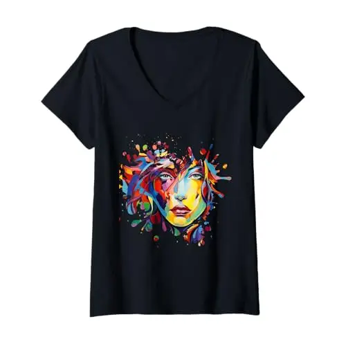 Womens Colorburst Muse: Spectrum of Emotion V Neck T Shirt