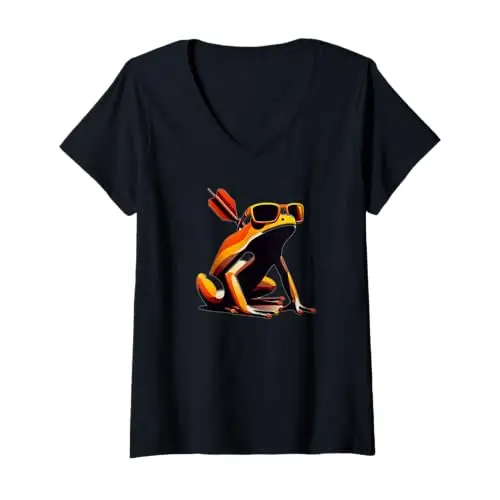 Womens Cool Shot: The Unbothered Frog V Neck T Shirt Apparel