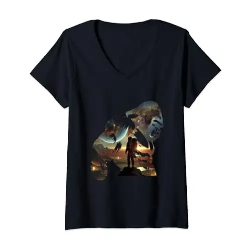 Womens Cosmic Encounter: Apex of Evolution V Neck T Shirt