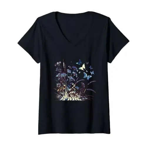 Womens Floral Twilight Meadow: Flight of the Evening