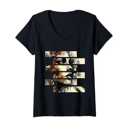 Womens Fractured Vision: Abstract Expressions V Neck T