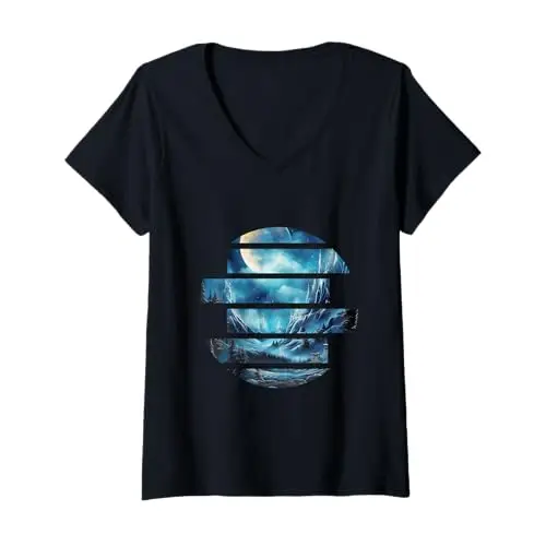 Womens Frozen Tranquility: Winter’s Silent Realm V Neck T