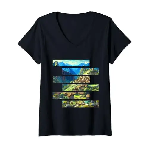 Womens Highland Harmony: Echoes of the Andes V Neck T Shirt