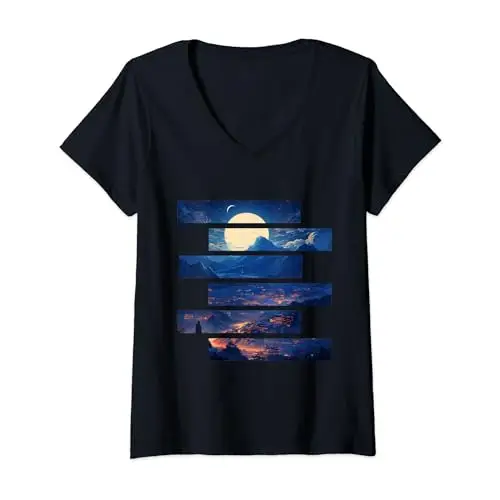 Womens Lunar Horizon Peaks: Moonlit Majesty Over Mountains