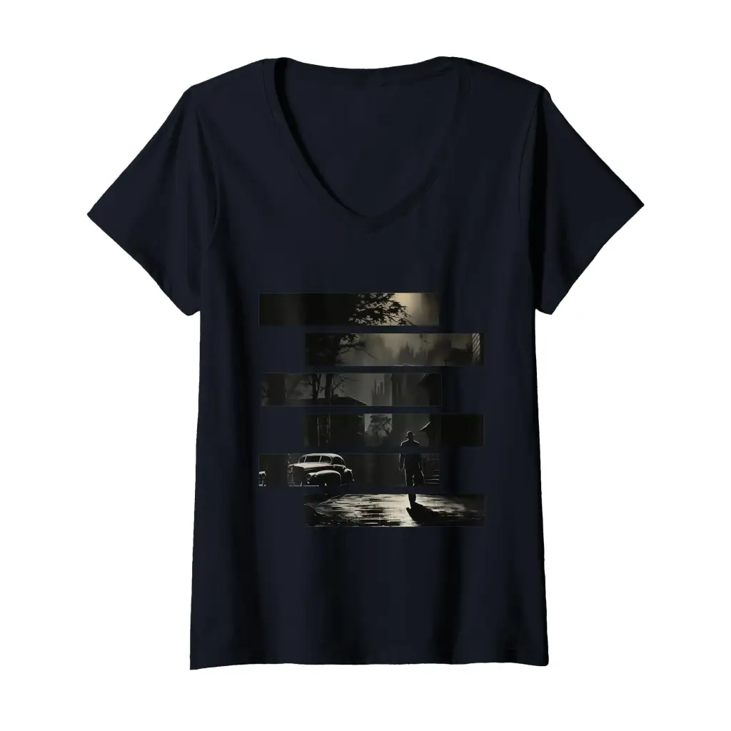 Womens Midnight Shadows: The Lonely Streets V Neck T Shirt