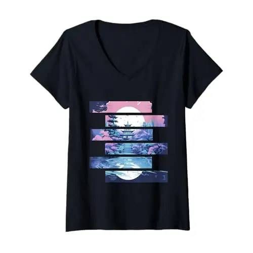 Womens Serenity in Stripes: Tranquil Temple at Twilight V