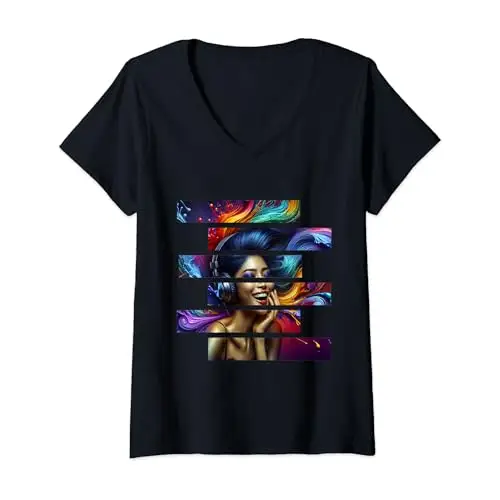 Womens Sonic Bliss Harmonic Waves V Neck T Shirt Apparel