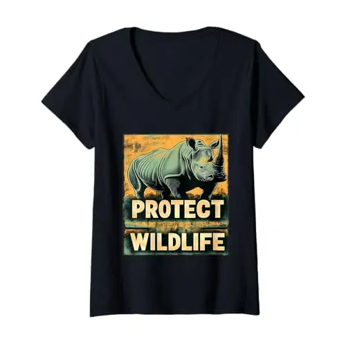 Womens Strength in Vulnerability: Protect Wildlife V Neck T