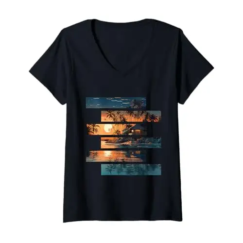 Womens Tropical Tranquility: Fragmented Sunset Retreat V